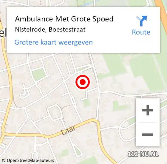 Locatie op kaart van de 112 melding: Ambulance Met Grote Spoed Naar Nistelrode, Boestestraat op 4 november 2018 18:35