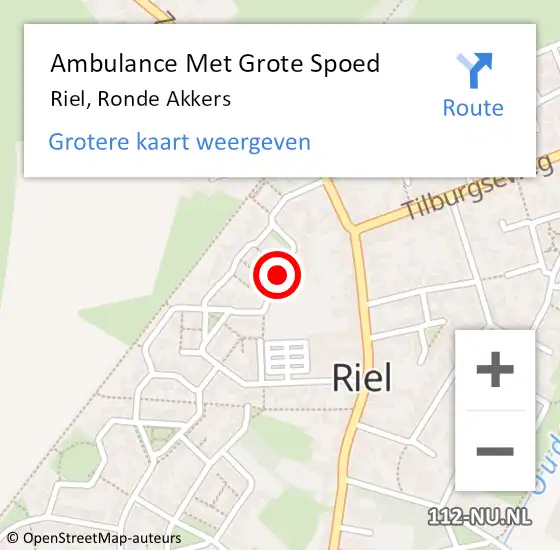 Locatie op kaart van de 112 melding: Ambulance Met Grote Spoed Naar Riel, Ronde Akkers op 4 november 2018 18:48