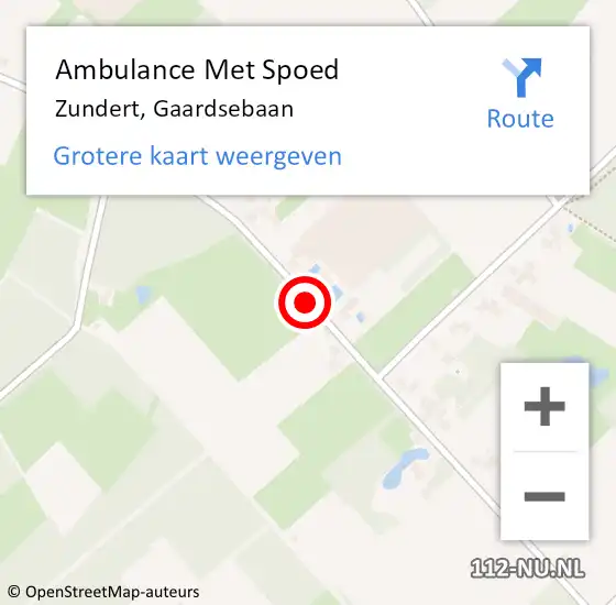 Locatie op kaart van de 112 melding: Ambulance Met Spoed Naar Zundert, Gaardsebaan op 4 november 2018 18:52