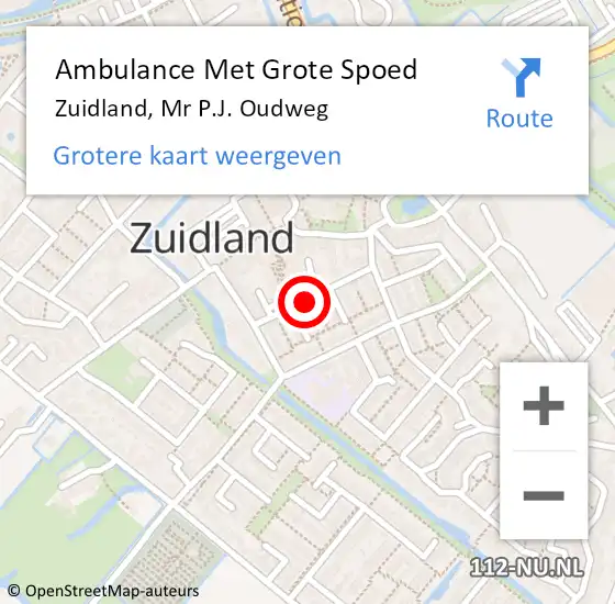 Locatie op kaart van de 112 melding: Ambulance Met Grote Spoed Naar Zuidland, Mr P.J. Oudweg op 4 november 2018 19:58
