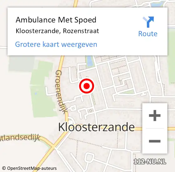 Locatie op kaart van de 112 melding: Ambulance Met Spoed Naar Kloosterzande, Rozenstraat op 4 november 2018 20:01