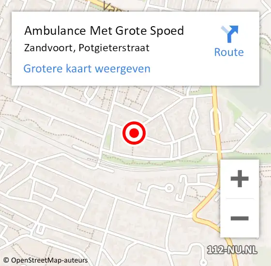 Locatie op kaart van de 112 melding: Ambulance Met Grote Spoed Naar Zandvoort, Potgieterstraat op 4 november 2018 20:09