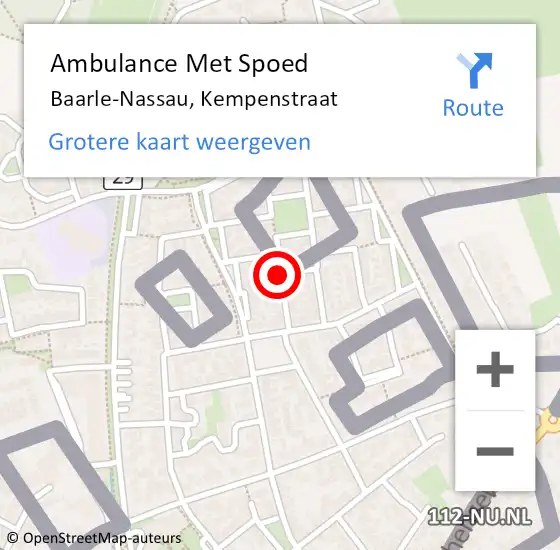 Locatie op kaart van de 112 melding: Ambulance Met Spoed Naar Baarle-Nassau, Kempenstraat op 4 november 2018 21:16