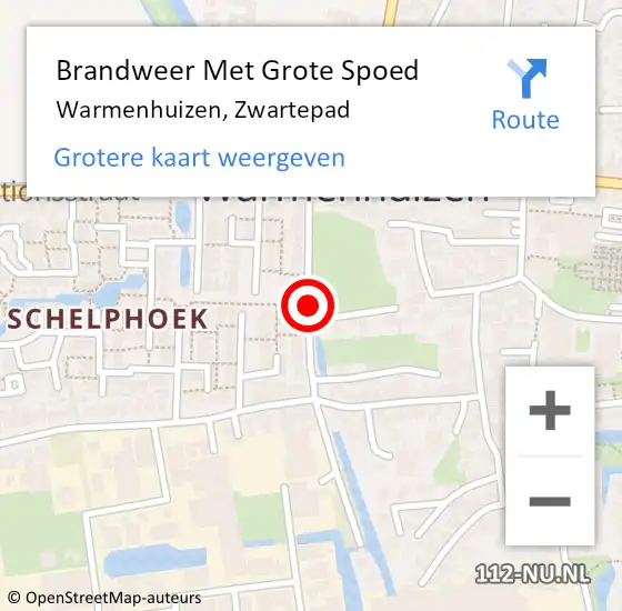 Locatie op kaart van de 112 melding: Brandweer Met Grote Spoed Naar Warmenhuizen, Zwartepad op 4 november 2018 22:03