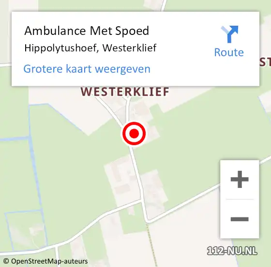 Locatie op kaart van de 112 melding: Ambulance Met Spoed Naar Hippolytushoef, Westerklief op 4 november 2018 22:11