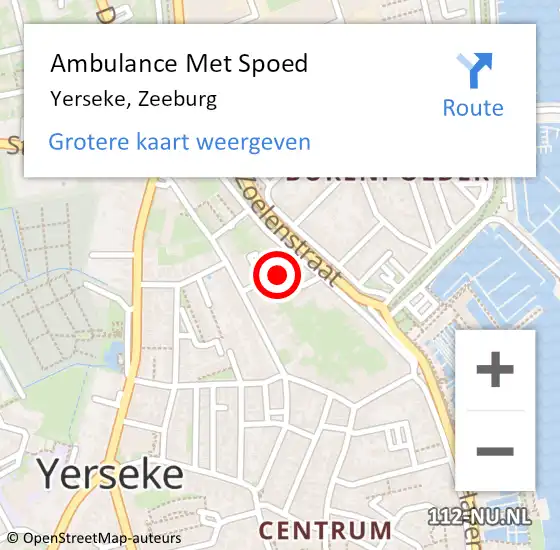 Locatie op kaart van de 112 melding: Ambulance Met Spoed Naar Yerseke, Zeeburg op 4 november 2018 22:13