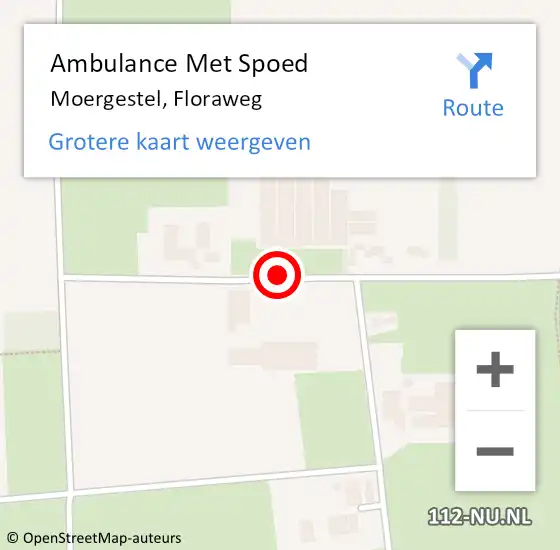 Locatie op kaart van de 112 melding: Ambulance Met Spoed Naar Moergestel, Floraweg op 4 november 2018 23:03