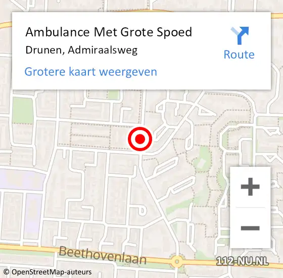 Locatie op kaart van de 112 melding: Ambulance Met Grote Spoed Naar Drunen, Admiraalsweg op 4 november 2018 23:21