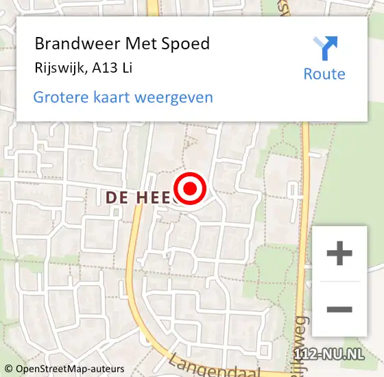 Locatie op kaart van de 112 melding: Brandweer Met Spoed Naar Rijswijk, A13 Li op 5 november 2018 00:46