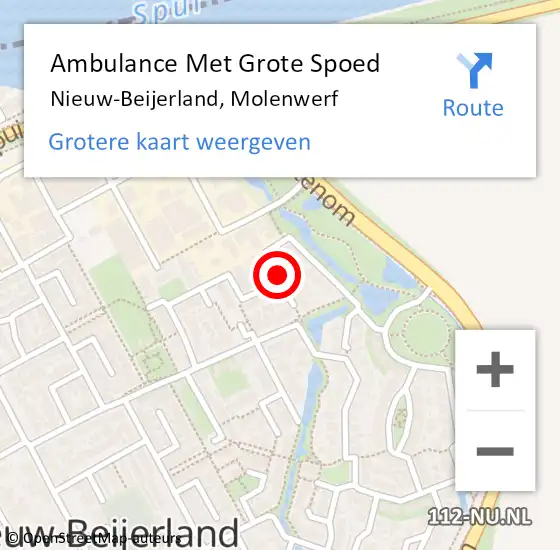 Locatie op kaart van de 112 melding: Ambulance Met Grote Spoed Naar Nieuw-Beijerland, Molenwerf op 5 november 2018 05:37