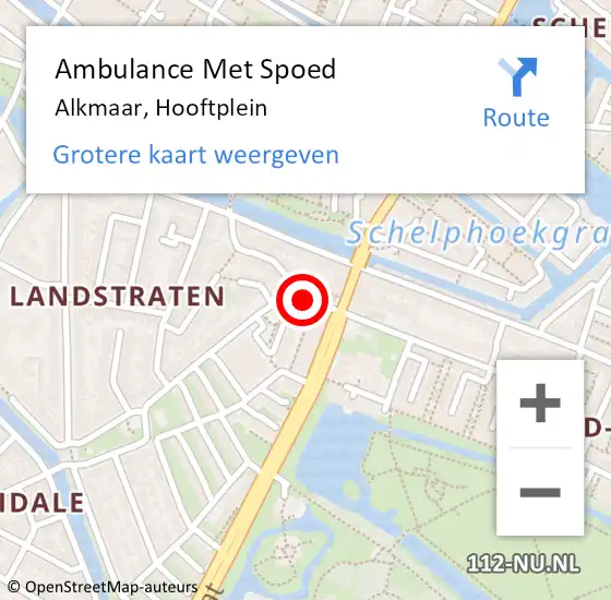 Locatie op kaart van de 112 melding: Ambulance Met Spoed Naar Alkmaar, Hooftplein op 5 november 2018 06:43