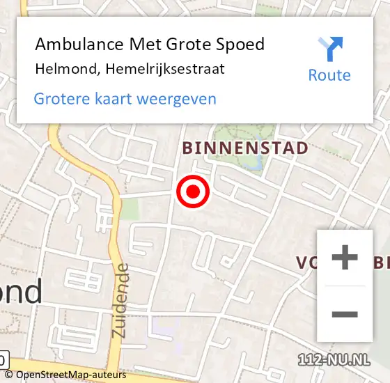 Locatie op kaart van de 112 melding: Ambulance Met Grote Spoed Naar Helmond, Hemelrijksestraat op 5 november 2018 06:47