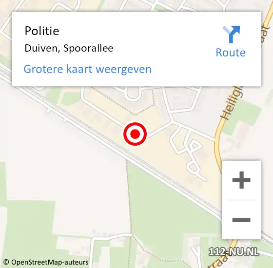 Locatie op kaart van de 112 melding: Politie Duiven, Spoorallee op 5 november 2018 06:56