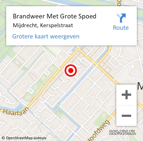 Locatie op kaart van de 112 melding: Brandweer Met Grote Spoed Naar Mijdrecht, Kerspelstraat op 5 november 2018 08:12