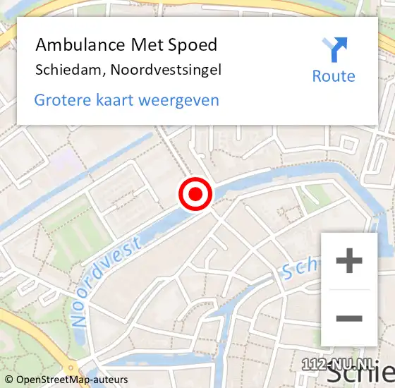 Locatie op kaart van de 112 melding: Ambulance Met Spoed Naar Schiedam, Noordvestsingel op 5 november 2018 08:21