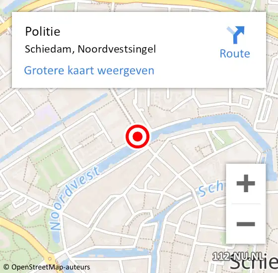 Locatie op kaart van de 112 melding: Politie Schiedam, Noordvestsingel op 5 november 2018 08:23