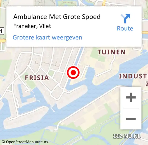 Locatie op kaart van de 112 melding: Ambulance Met Grote Spoed Naar Franeker, Vliet op 5 november 2018 10:58