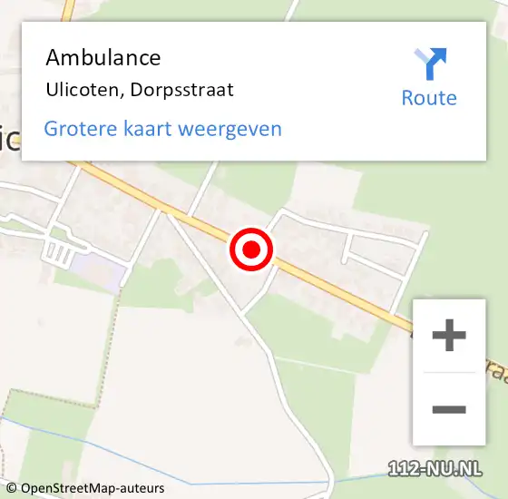 Locatie op kaart van de 112 melding: Ambulance Ulicoten, Dorpsstraat op 5 november 2018 11:44