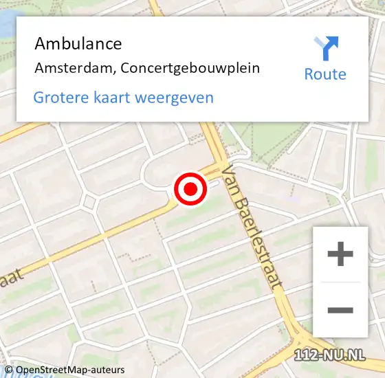 Locatie op kaart van de 112 melding: Ambulance Amsterdam, Concertgebouwplein op 5 november 2018 12:52
