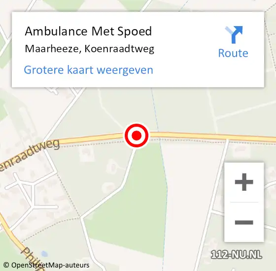 Locatie op kaart van de 112 melding: Ambulance Met Spoed Naar Maarheeze, Koenraadtweg op 5 november 2018 13:13