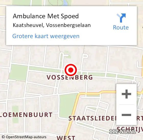 Locatie op kaart van de 112 melding: Ambulance Met Spoed Naar Kaatsheuvel, Vossenbergselaan op 5 november 2018 13:30
