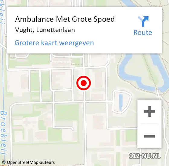 Locatie op kaart van de 112 melding: Ambulance Met Grote Spoed Naar Vught, Lunettenlaan op 5 november 2018 14:55