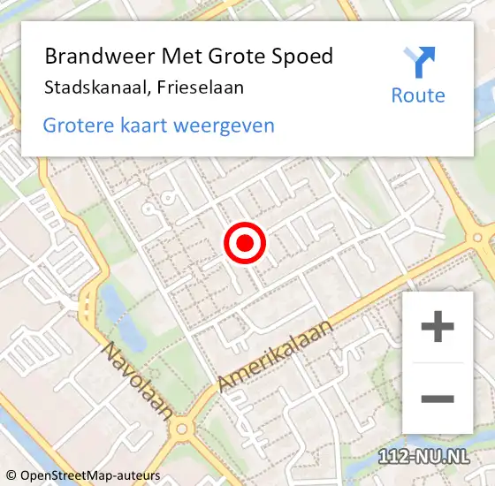 Locatie op kaart van de 112 melding: Brandweer Met Grote Spoed Naar Stadskanaal, Frieselaan op 5 november 2018 15:09