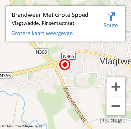 Locatie op kaart van de 112 melding: Brandweer Met Grote Spoed Naar Vlagtwedde, Rinsemastraat op 13 maart 2014 18:39