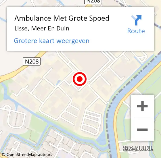 Locatie op kaart van de 112 melding: Ambulance Met Grote Spoed Naar Lisse, Meer En Duin op 5 november 2018 15:22