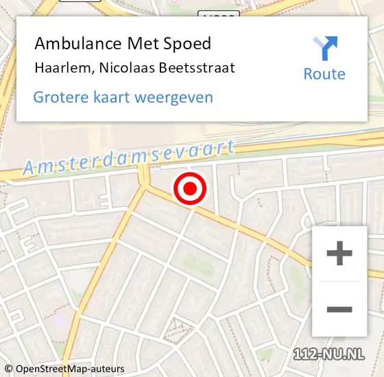 Locatie op kaart van de 112 melding: Ambulance Met Spoed Naar Haarlem, Nicolaas Beetsstraat op 5 november 2018 15:24