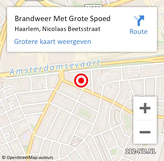 Locatie op kaart van de 112 melding: Brandweer Met Grote Spoed Naar Haarlem, Nicolaas Beetsstraat op 5 november 2018 15:26