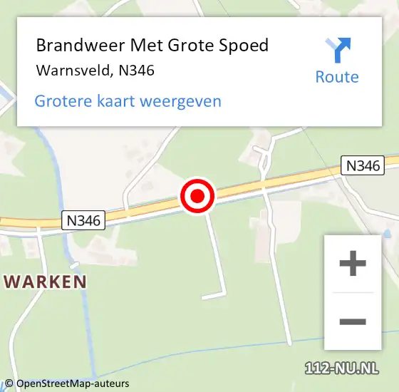 Locatie op kaart van de 112 melding: Brandweer Met Grote Spoed Naar Warnsveld, N346 op 5 november 2018 15:27