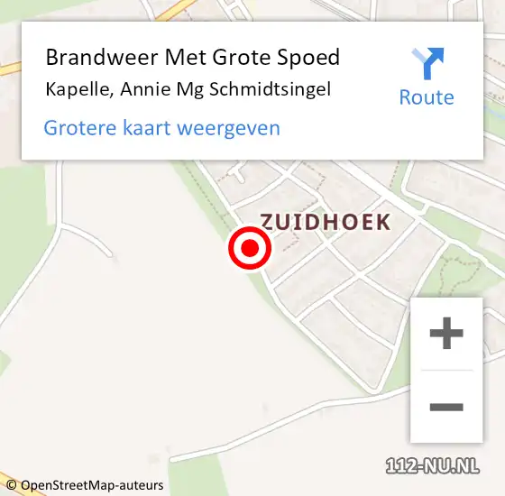 Locatie op kaart van de 112 melding: Brandweer Met Grote Spoed Naar Kapelle, Annie Mg Schmidtsingel op 5 november 2018 16:39