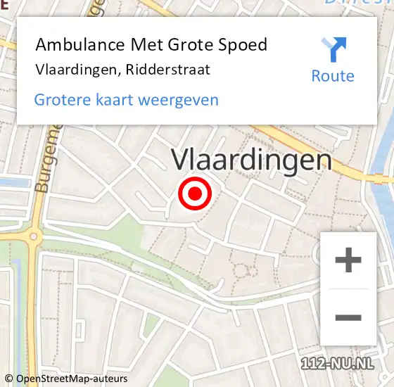 Locatie op kaart van de 112 melding: Ambulance Met Grote Spoed Naar Vlaardingen, Ridderstraat op 5 november 2018 16:58