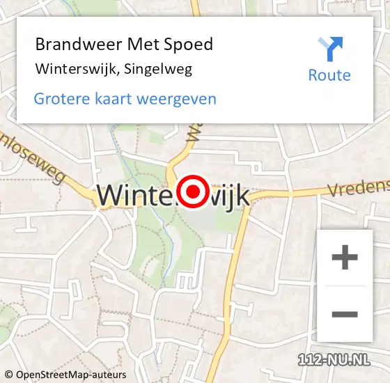 Locatie op kaart van de 112 melding: Brandweer Met Spoed Naar Winterswijk, Singelweg op 5 november 2018 17:05