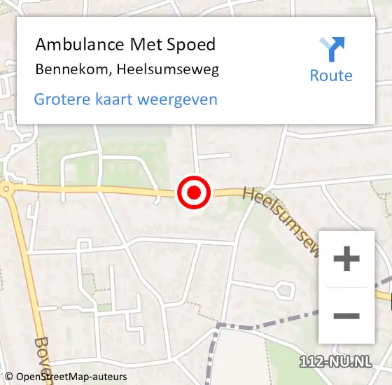 Locatie op kaart van de 112 melding: Ambulance Met Spoed Naar Bennekom, Heelsumseweg op 5 november 2018 17:27