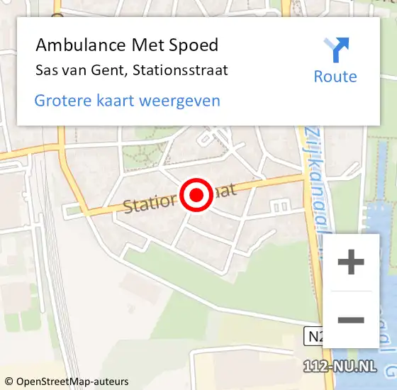 Locatie op kaart van de 112 melding: Ambulance Met Spoed Naar Sas van Gent, Stationsstraat op 5 november 2018 18:14