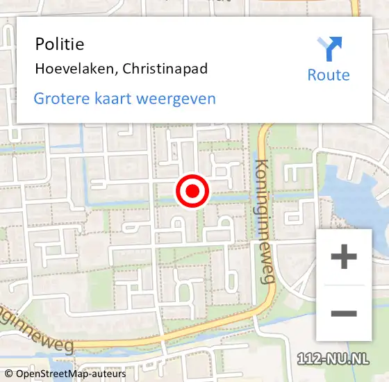 Locatie op kaart van de 112 melding: Politie Hoevelaken, Christinapad op 5 november 2018 18:57