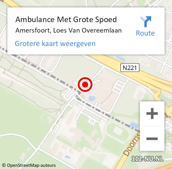 Locatie op kaart van de 112 melding: Ambulance Met Grote Spoed Naar Amersfoort, Loes Van Overeemlaan op 5 november 2018 20:11