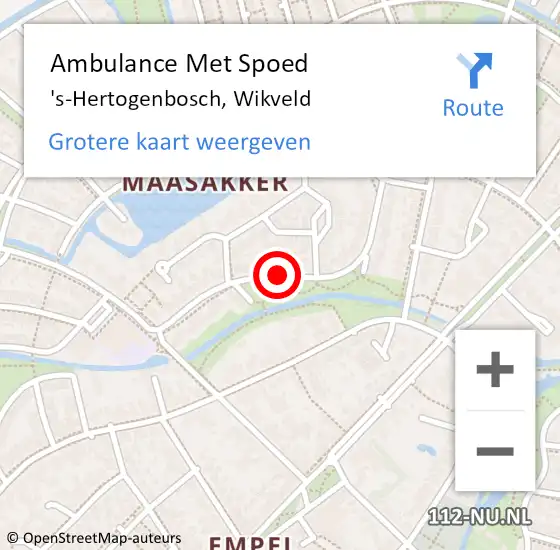 Locatie op kaart van de 112 melding: Ambulance Met Spoed Naar 's-Hertogenbosch, Wikveld op 5 november 2018 20:15