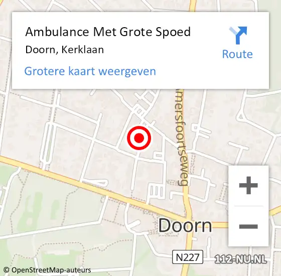 Locatie op kaart van de 112 melding: Ambulance Met Grote Spoed Naar Doorn, Kerklaan op 13 maart 2014 19:09