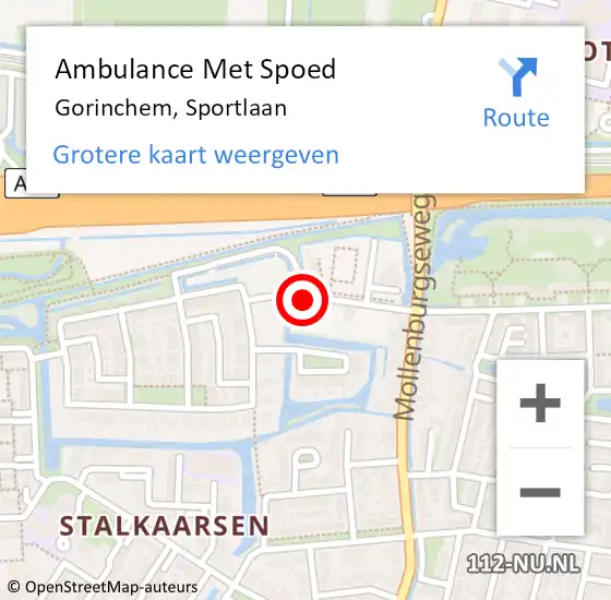 Locatie op kaart van de 112 melding: Ambulance Met Spoed Naar Gorinchem, Sportlaan op 5 november 2018 21:42