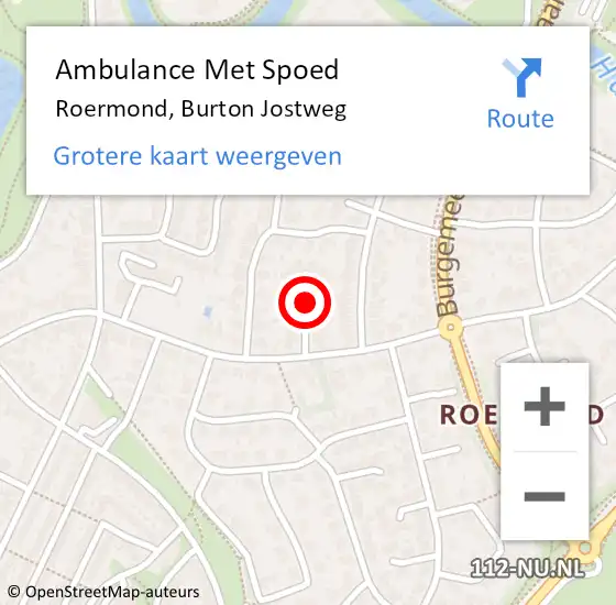 Locatie op kaart van de 112 melding: Ambulance Met Spoed Naar Roermond, Burton Jostweg op 5 november 2018 21:48