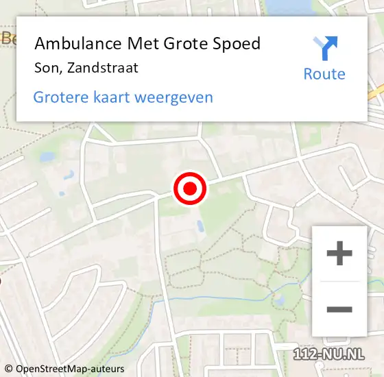 Locatie op kaart van de 112 melding: Ambulance Met Grote Spoed Naar Son, Zandstraat op 5 november 2018 21:54