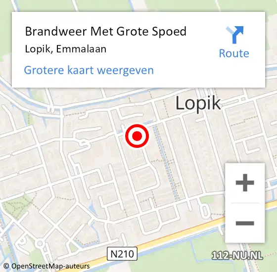 Locatie op kaart van de 112 melding: Brandweer Met Grote Spoed Naar Lopik, Emmalaan op 5 november 2018 22:29