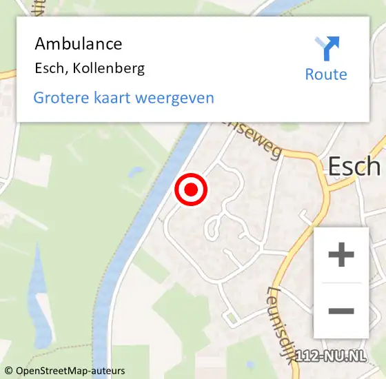 Locatie op kaart van de 112 melding: Ambulance Esch, Kollenberg op 5 november 2018 22:38