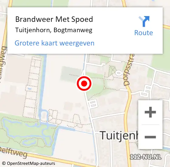 Locatie op kaart van de 112 melding: Brandweer Met Spoed Naar Tuitjenhorn, Bogtmanweg op 5 november 2018 22:38