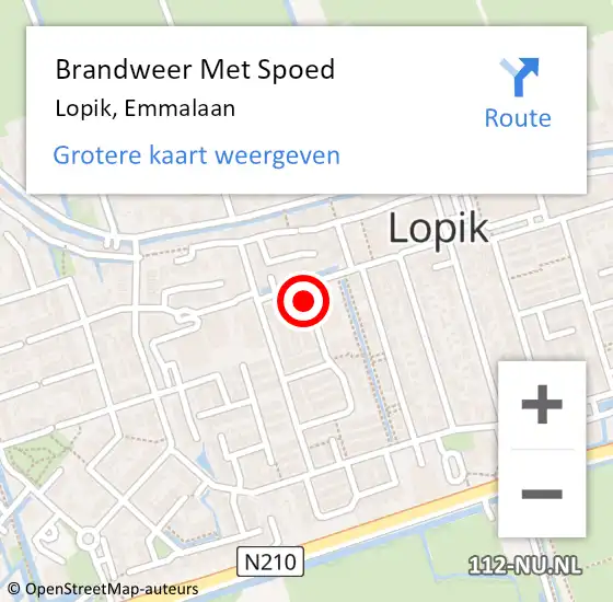 Locatie op kaart van de 112 melding: Brandweer Met Spoed Naar Lopik, Emmalaan op 5 november 2018 22:41