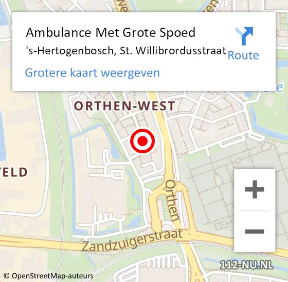 Locatie op kaart van de 112 melding: Ambulance Met Grote Spoed Naar 's-Hertogenbosch, St. Willibrordusstraat op 5 november 2018 22:44