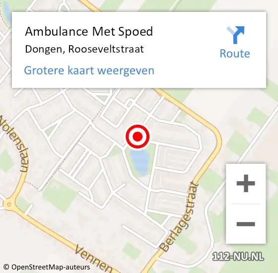 Locatie op kaart van de 112 melding: Ambulance Met Spoed Naar Dongen, Rooseveltstraat op 5 november 2018 22:47